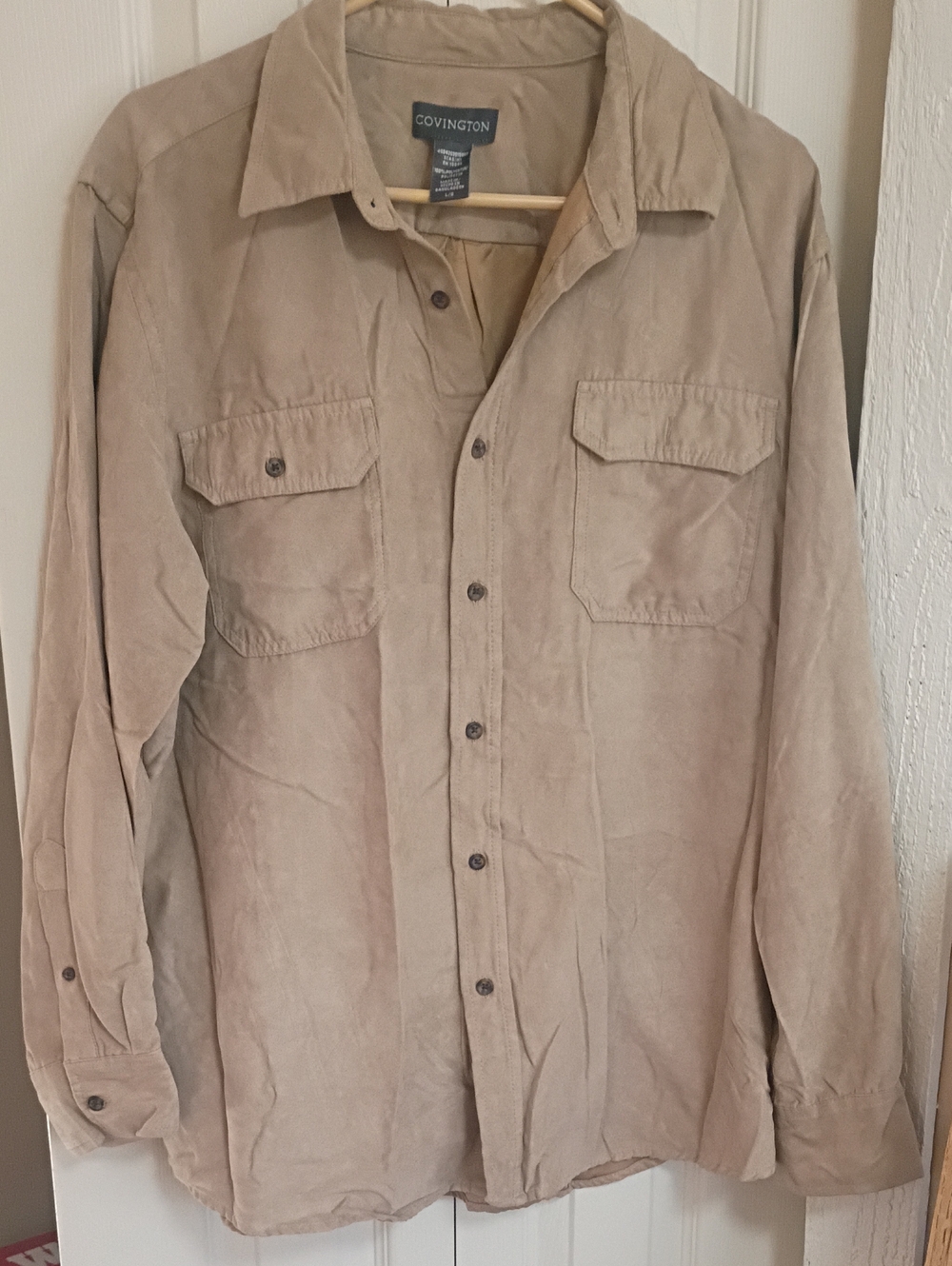 Covington Men's Light Tan Button-Up Shirt Jacket